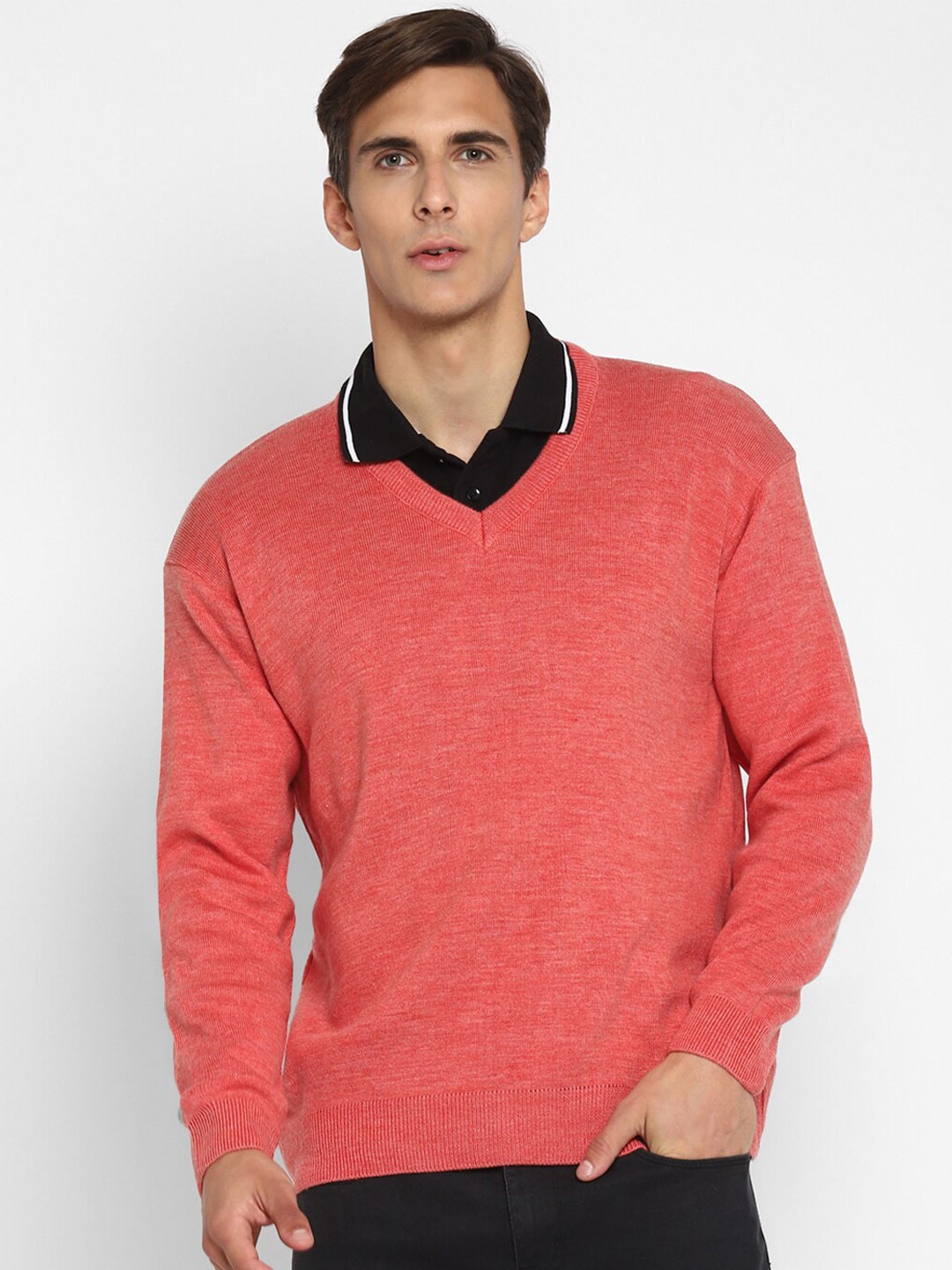 

Alan Jones V-Neck Long Sleeves Acrylic Pullover, Orange