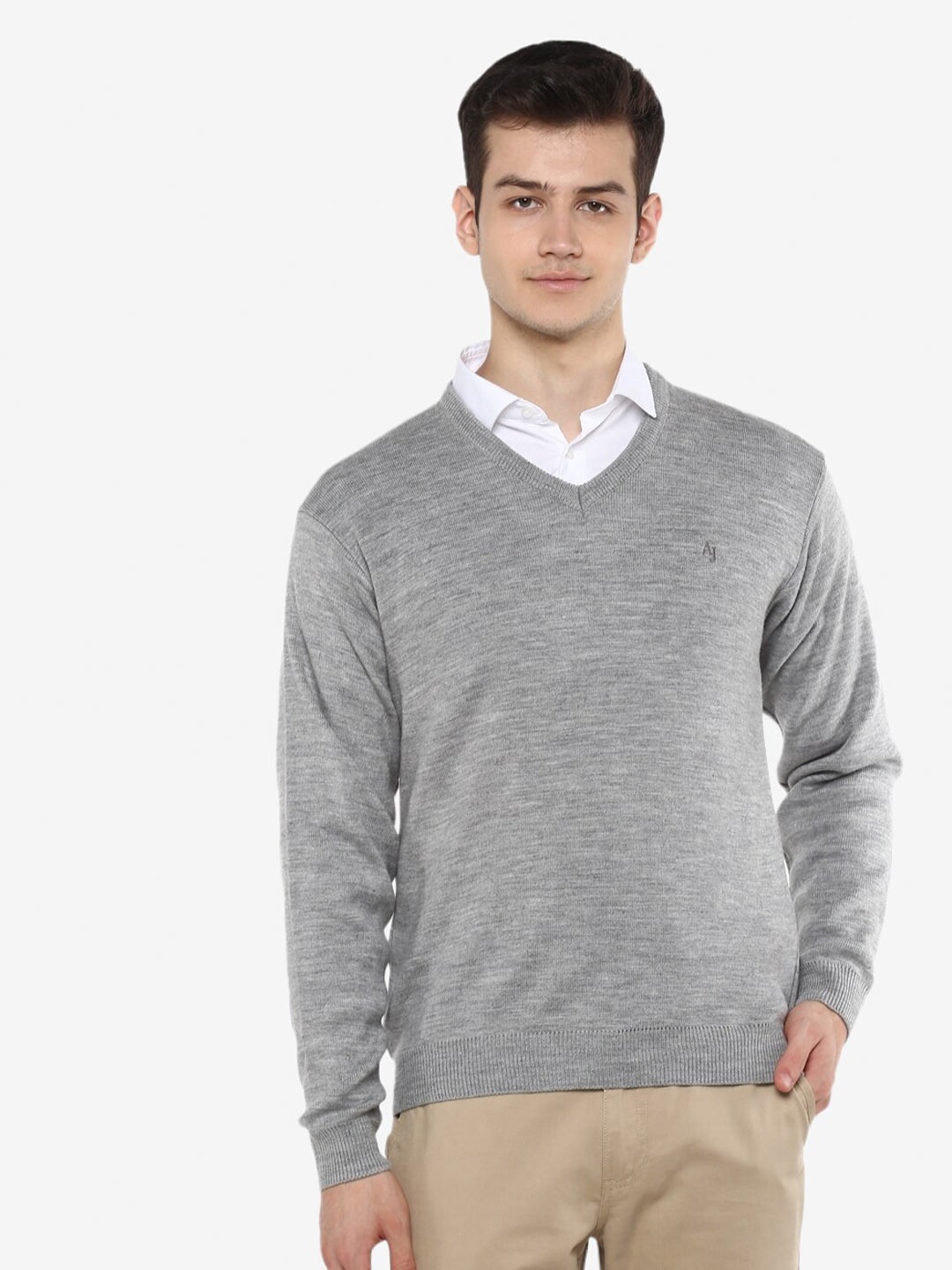 

Alan Jones V-Neck Long Sleeves Acrylic Pullover, Grey