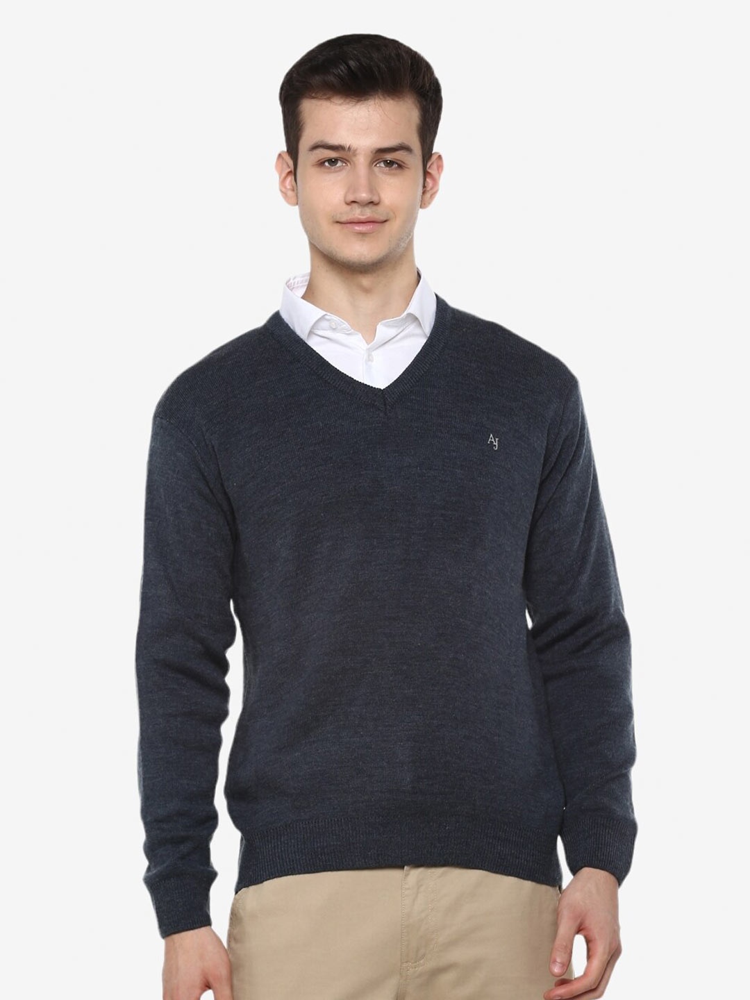 

Alan Jones V-Neck Long Sleeves Acrylic Pullover, Grey