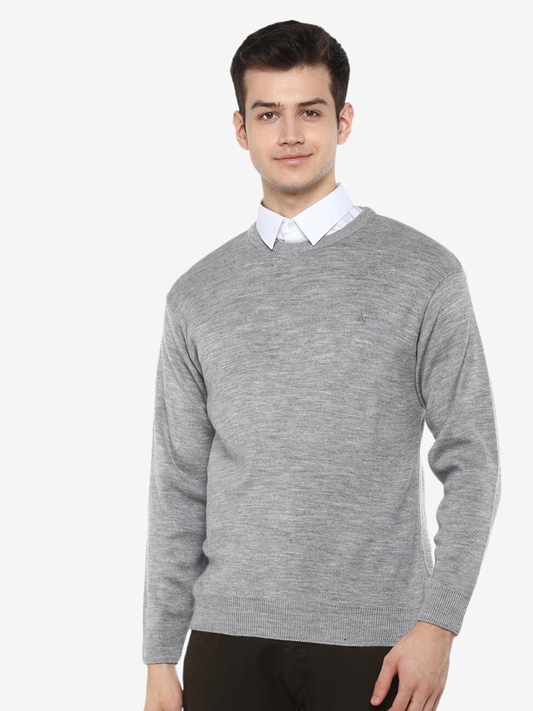 

Alan Jones Round Neck Long Sleeves Acrylic Pullover, Grey