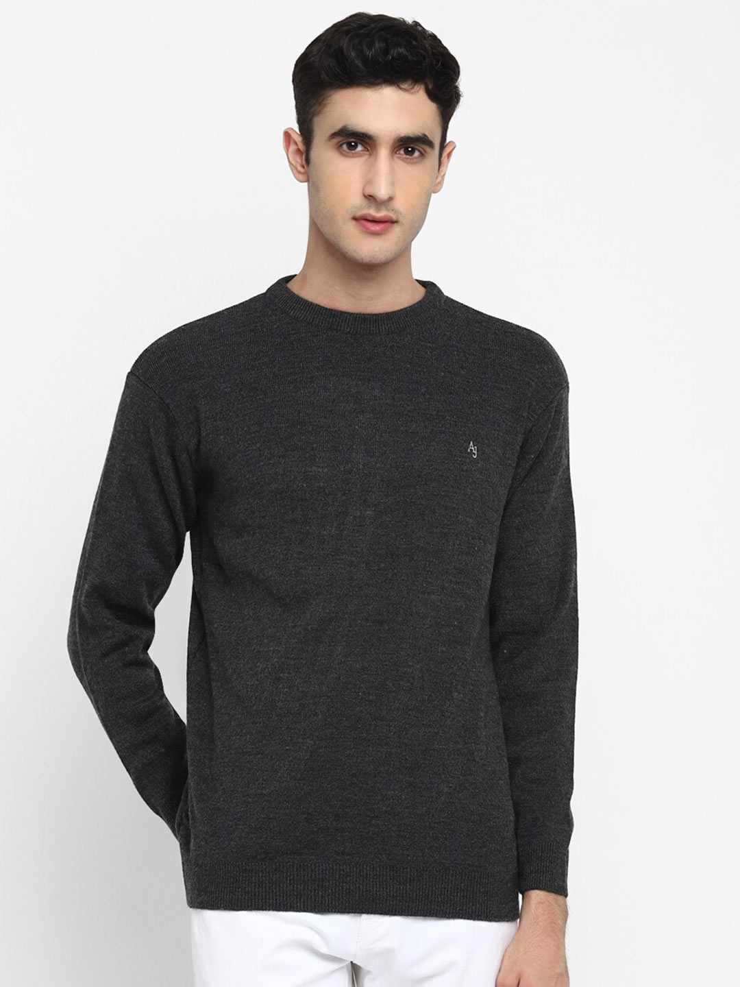 

Alan Jones Round Neck Long Sleeves Acrylic Pullover, Grey