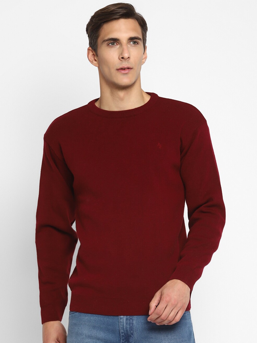 

Alan Jones Round Neck Long Sleeves Acrylic Pullover, Maroon