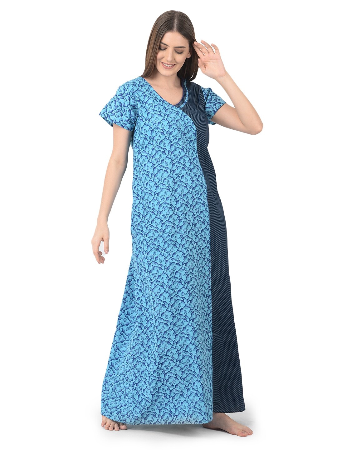

Noty Floral Printed Maxi Nightdress, Blue