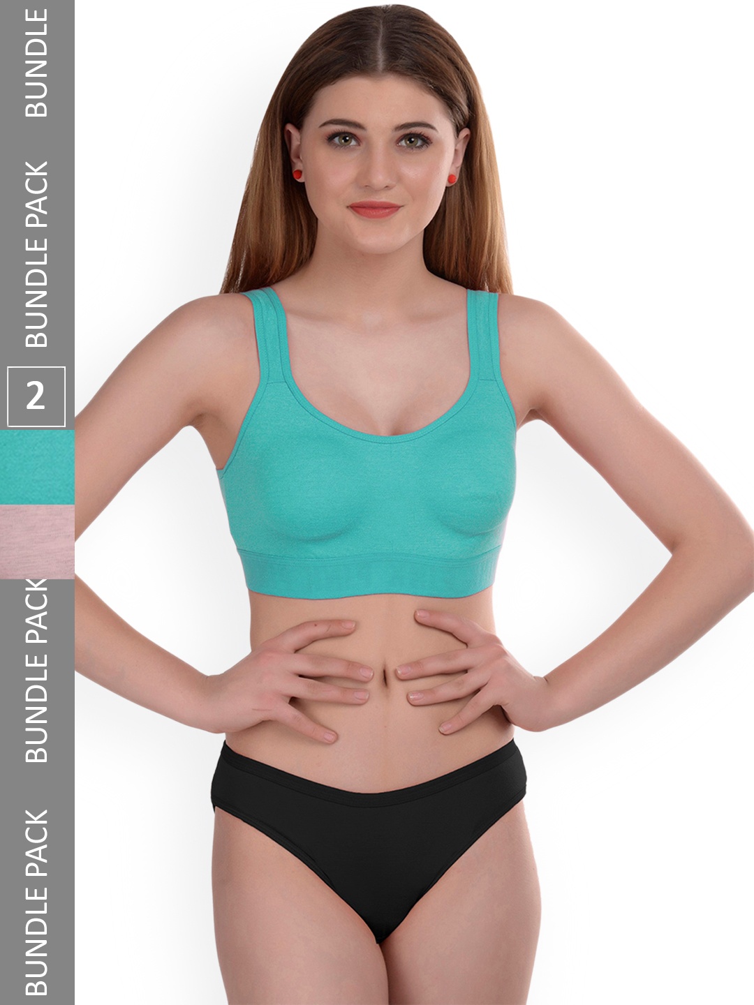 

AROUSY Pack of 2 Non-Wired Cotton Lingerie Set Gayla Set_Blue,Brown_30
