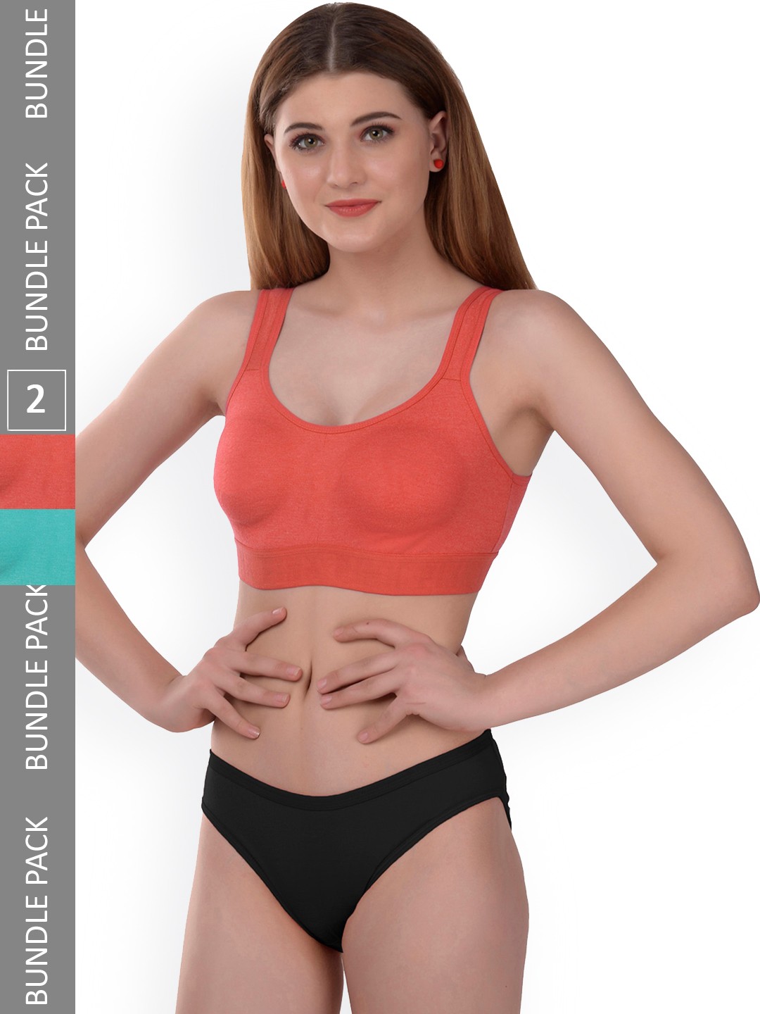 

AROUSY Pack of 2 Cotton Lingerie Set, Orange