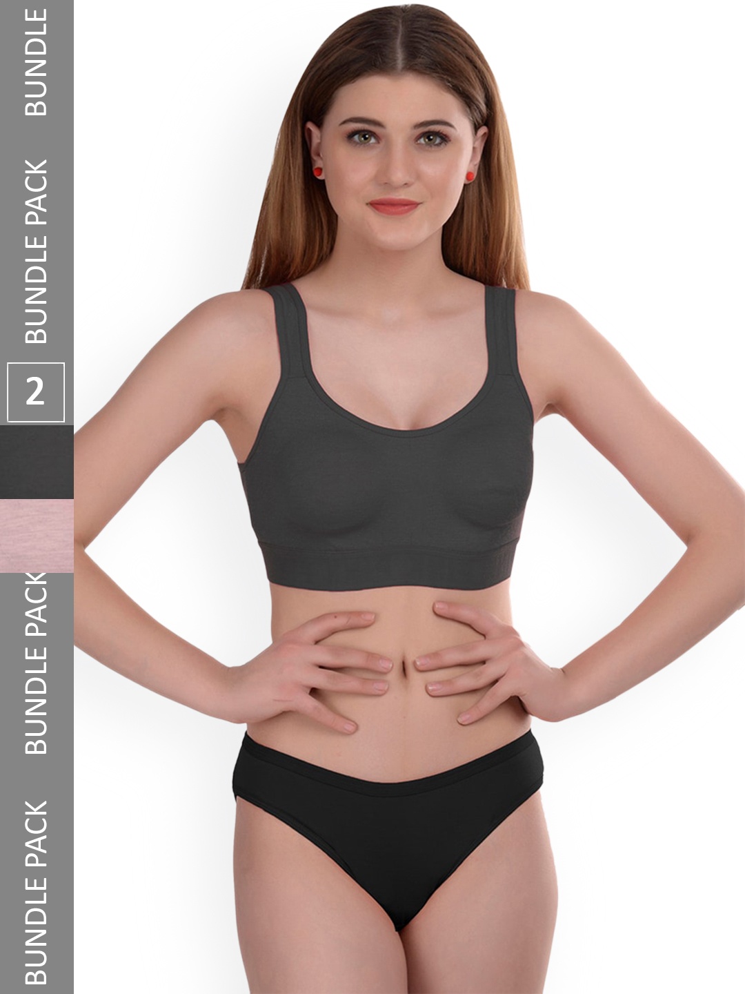 

AROUSY Pack Of 2 Cotton Lingerie Set Gayla Set_Grey,Brown_34