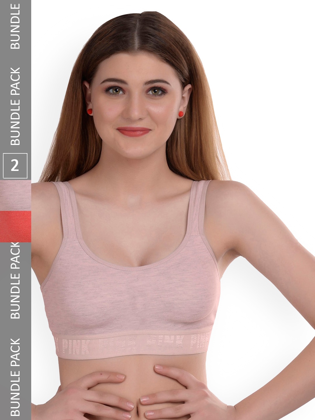 AROUSY Pack Of 2 Cotton Lingerie Set, Orange