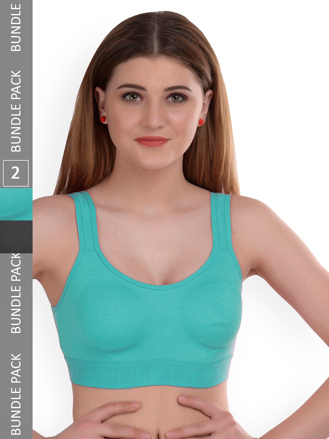 

AROUSY Pack Of 2 Cotton Lingerie Set Gayla Set_Blue,Black_36, Turquoise blue