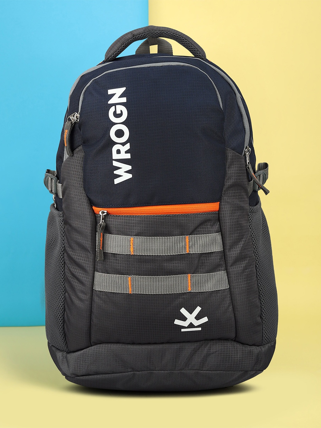 

WROGN Unisex Brand Logo Backpack With Reflective Strip, Grey