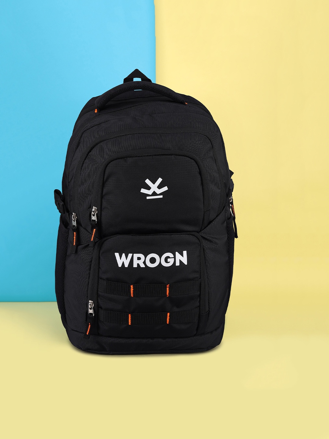 

WROGN Unisex Brand Logo Backpack with Reflective Strip, Black