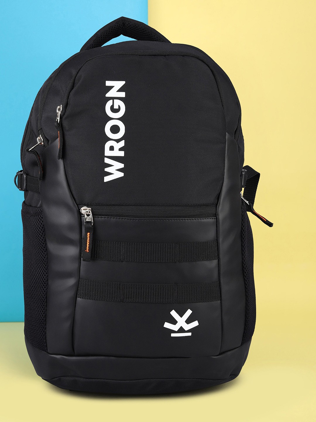 

WROGN Unisex Brand Logo Water Resistant Backpack With Reflective Strip, Black