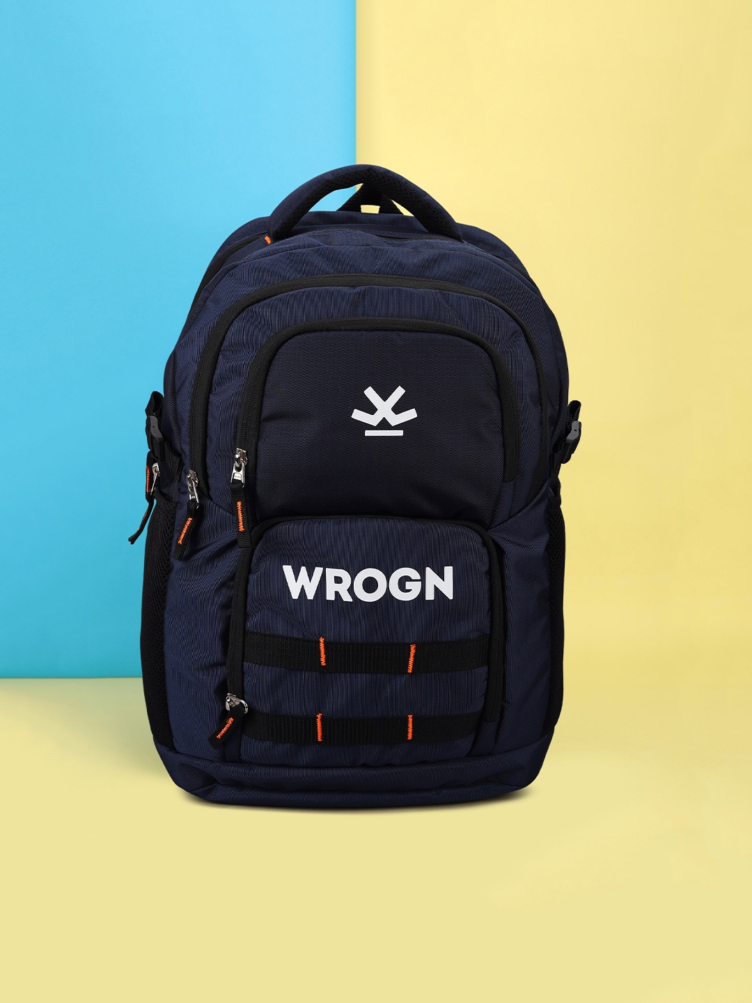 

WROGN Unisex Brand Logo Backpack With Reflective Strip, Navy blue