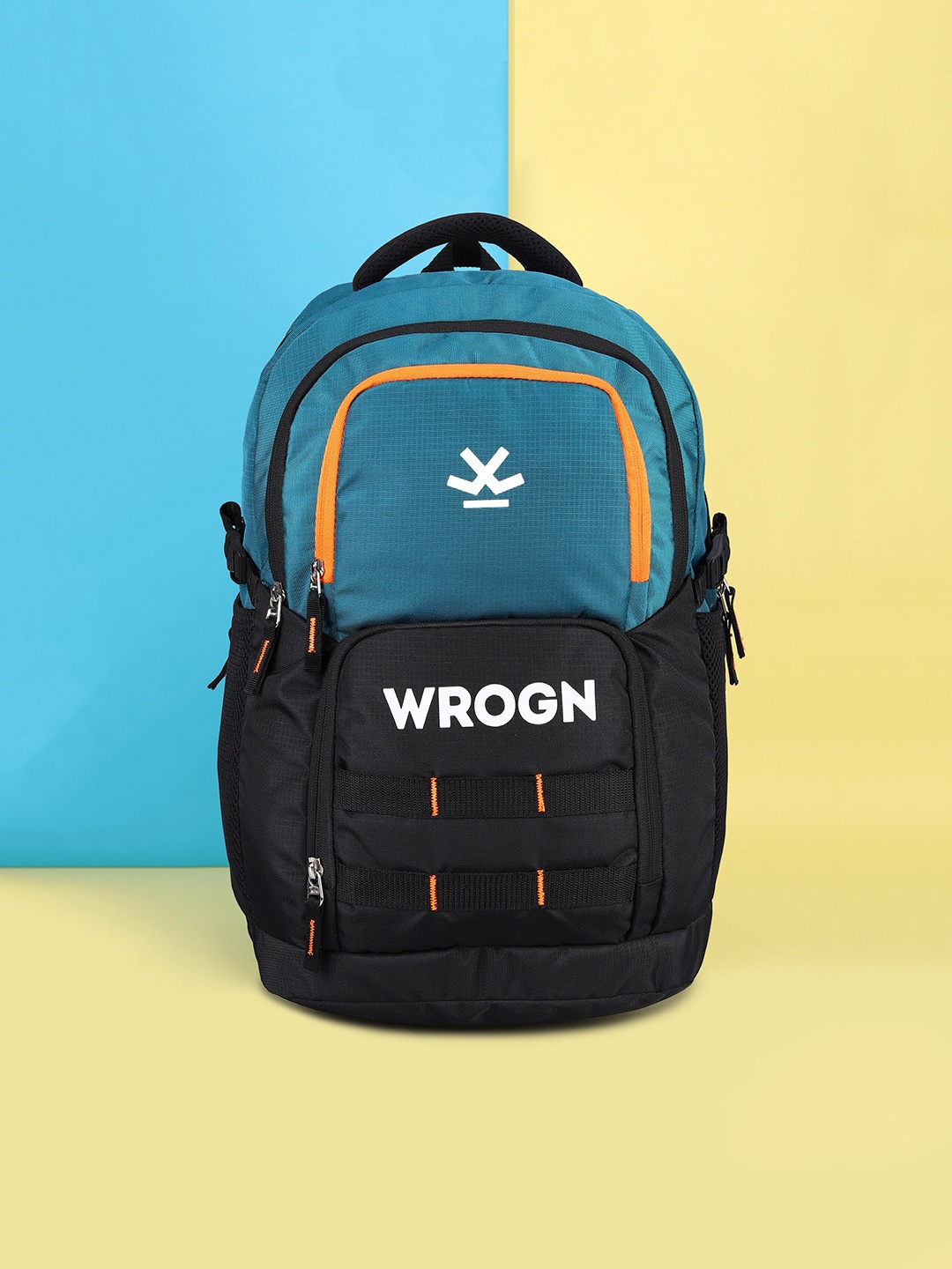 

WROGN Unisex Colourblocked Reflective Strip Backpack, Black