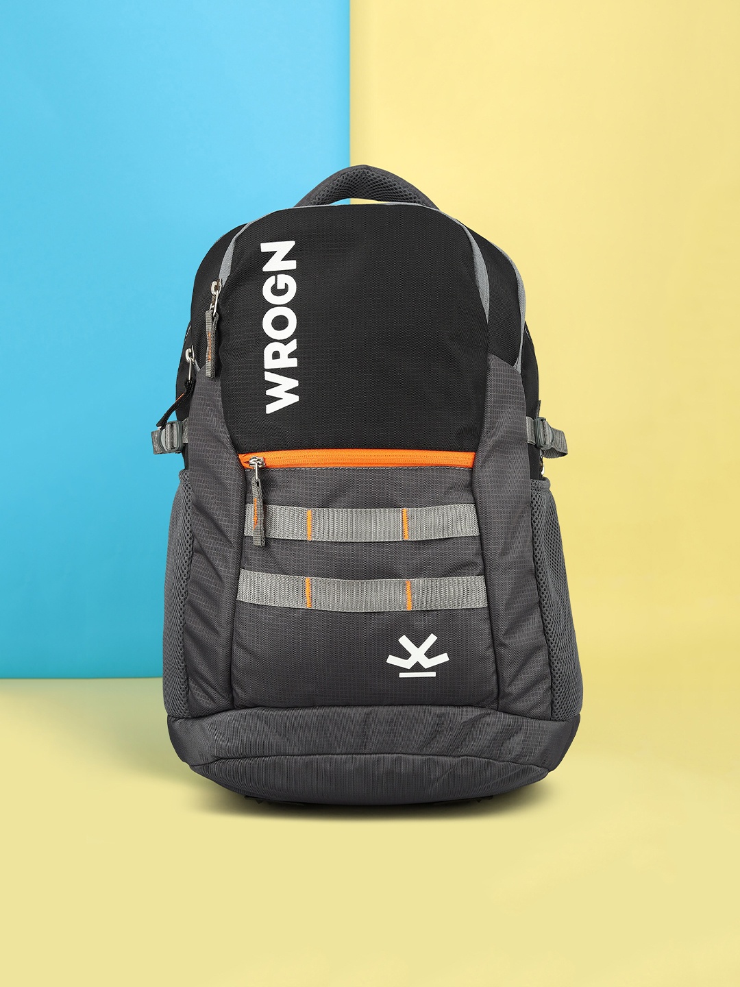 

WROGN Unisex Brand Logo Backpack With Reflective Strip, Grey