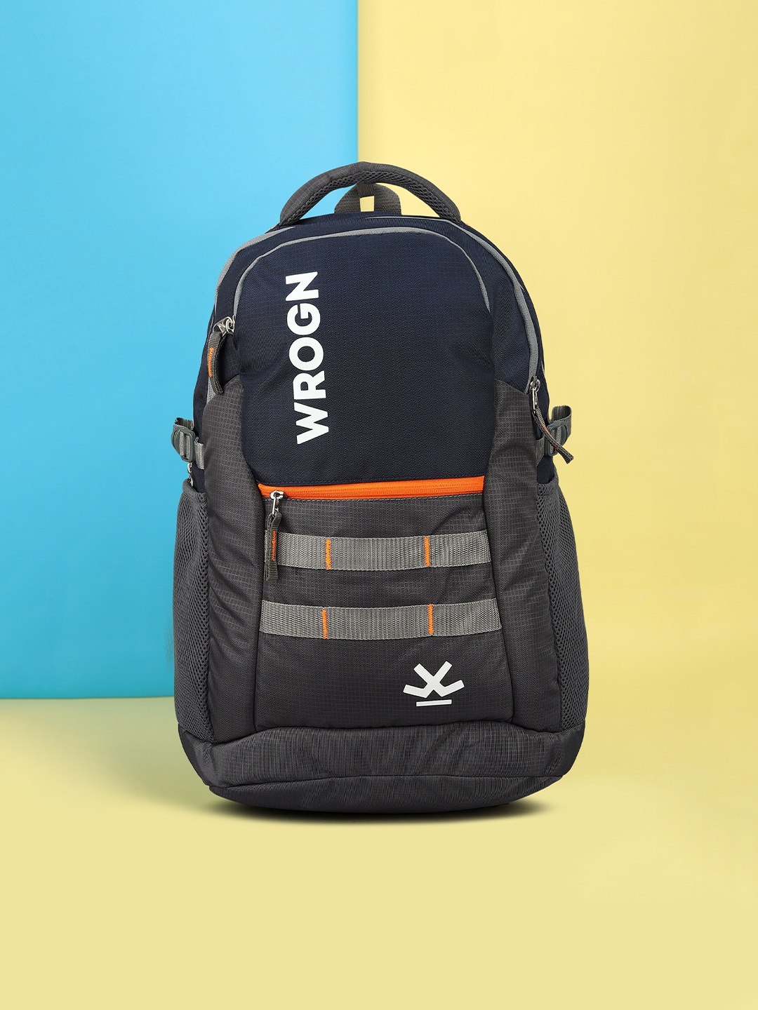 

WROGN Unisex Brand Logo Contrast Detail Backpack With Reflective Strip, Grey
