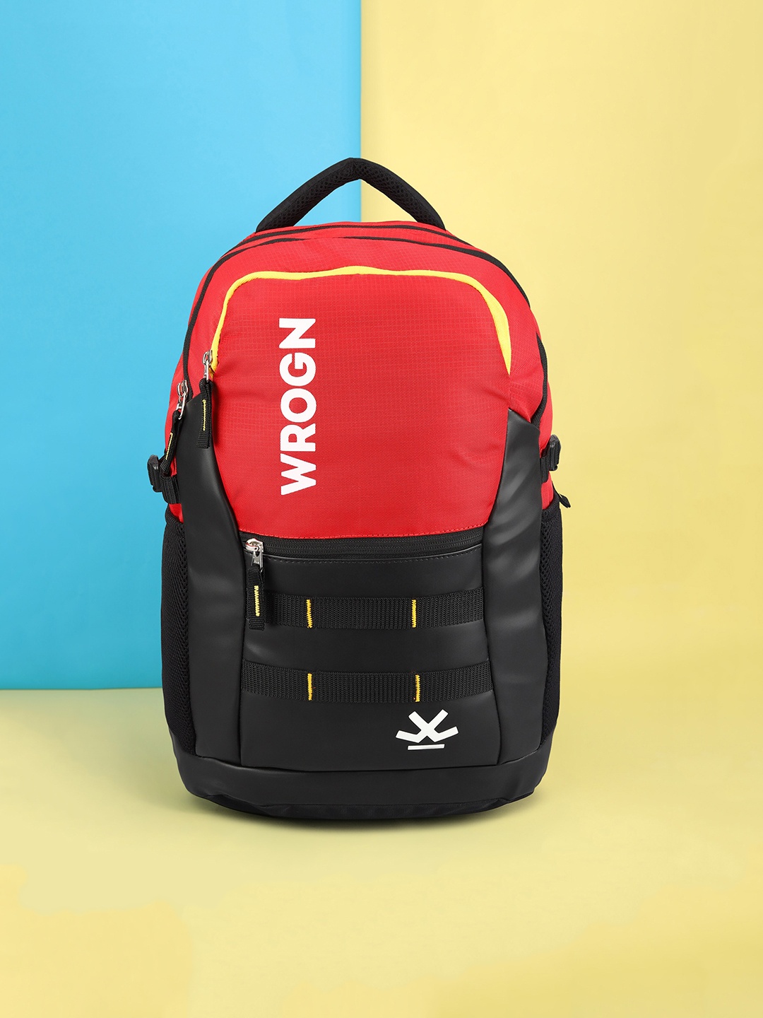 

WROGN Unisex Brand Logo Backpack with Reflective Strip, Black