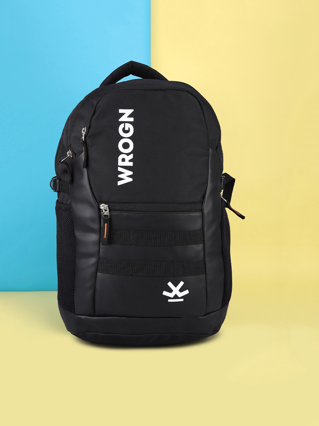 

WROGN Unisex Brand Logo Water Resistant Backpack With Reflective Strip, Black