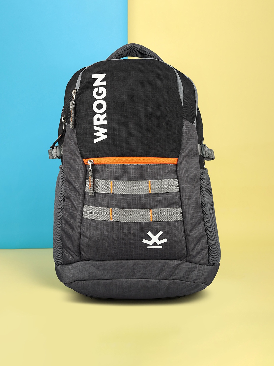 

WROGN Unisex Brand Logo Contrast Detail Backpack with Reflective Strip, Grey