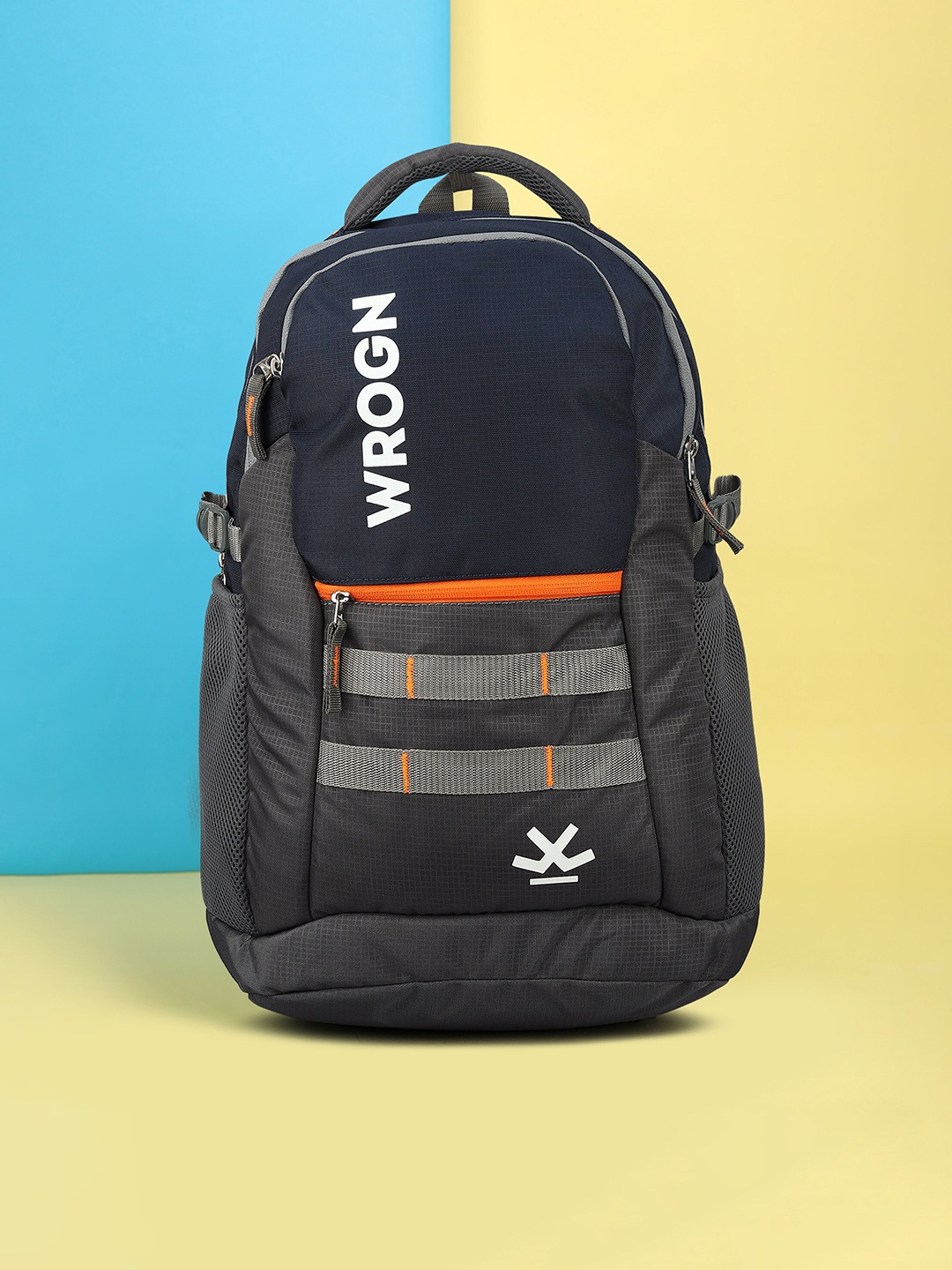 

WROGN Unisex Colourblocked Backpack with Reflective Strip, Grey