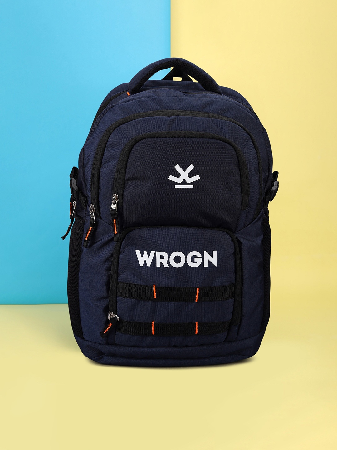 

WROGN Brand Logo Backpack With Reflective Strip, Navy blue