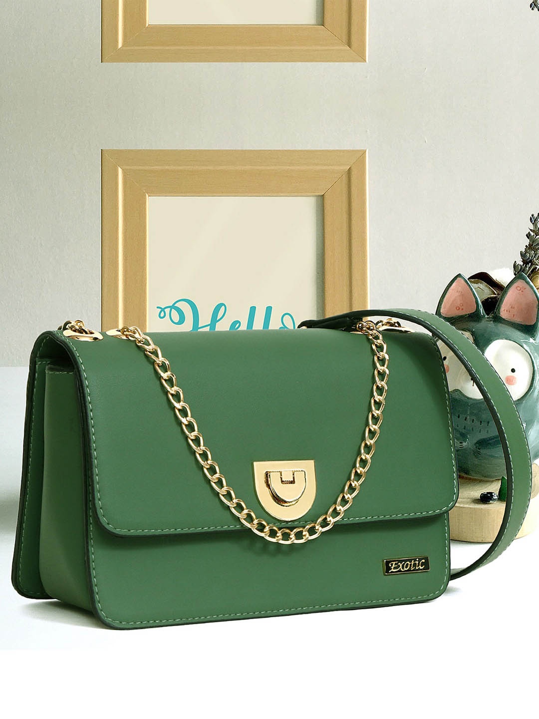 

Exotic Structured Sling Bag, Green
