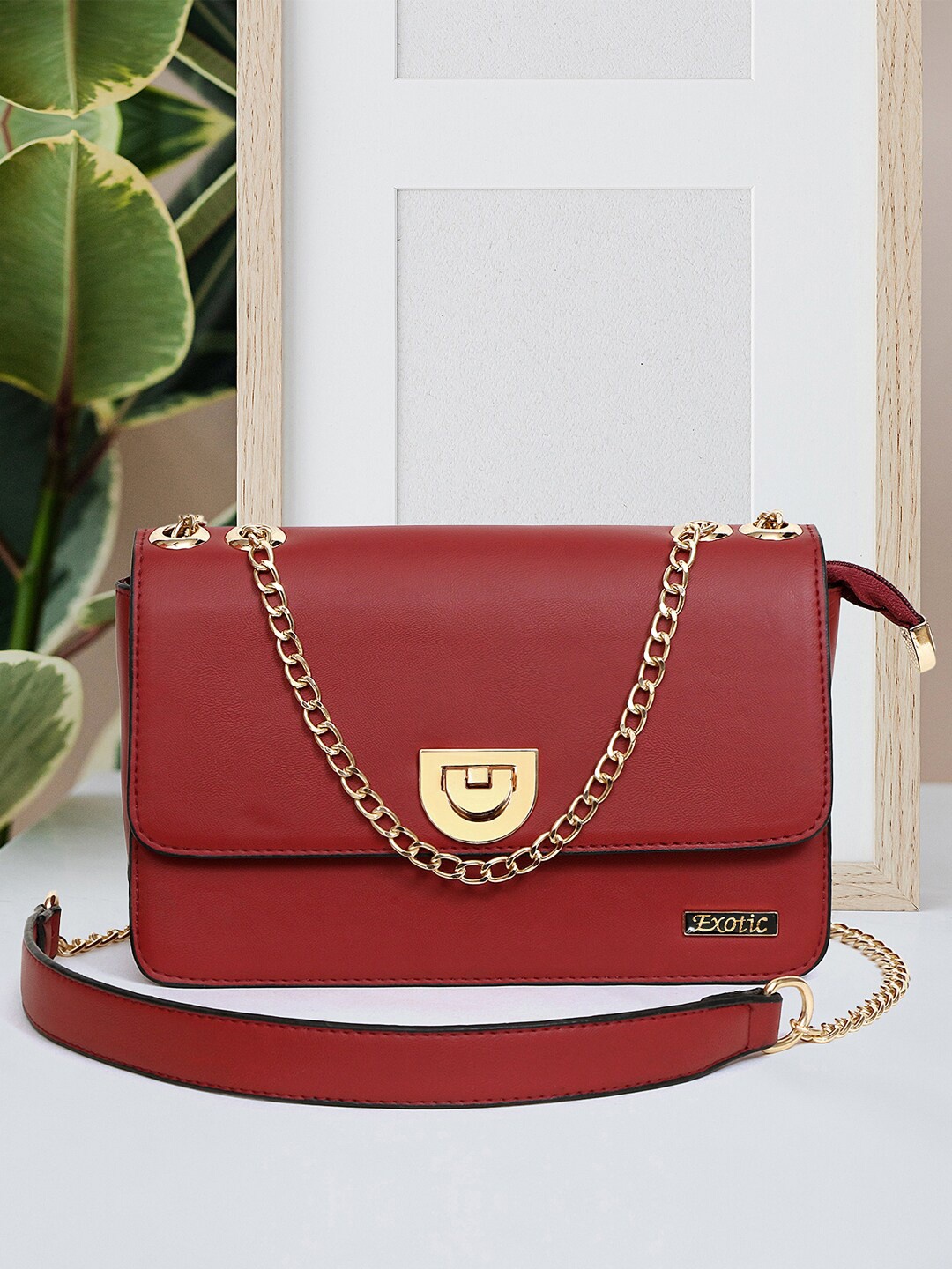 

Exotic Structured Sling Bag, Maroon