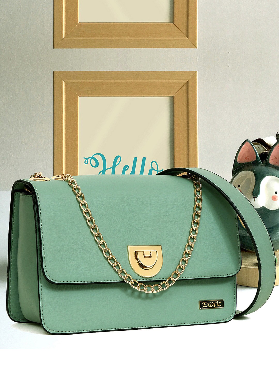 

Exotic Structured Sling Bag, Green