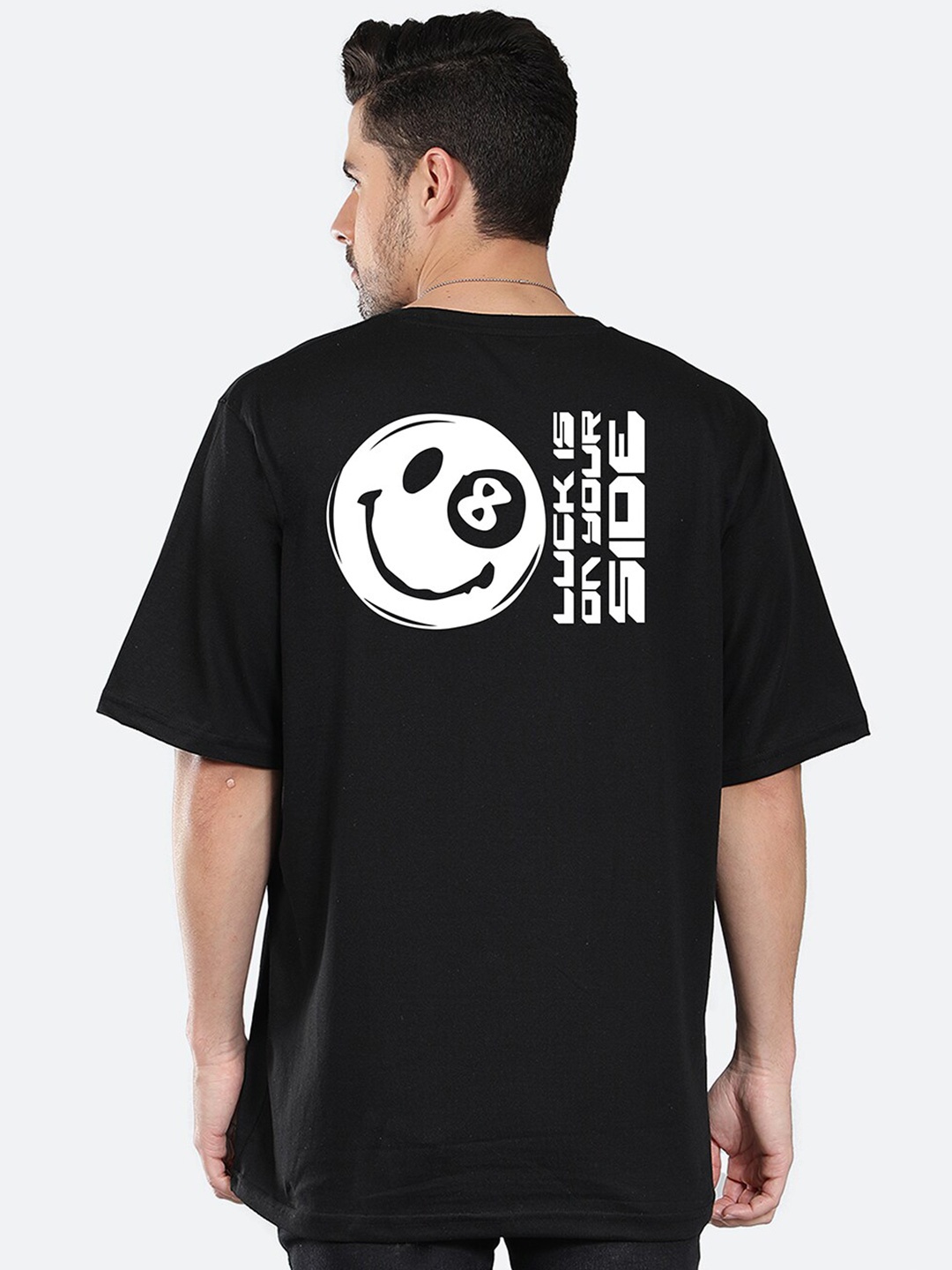

Mad Over Print Typographical Printed Oversized Cotton T-shirt, Black