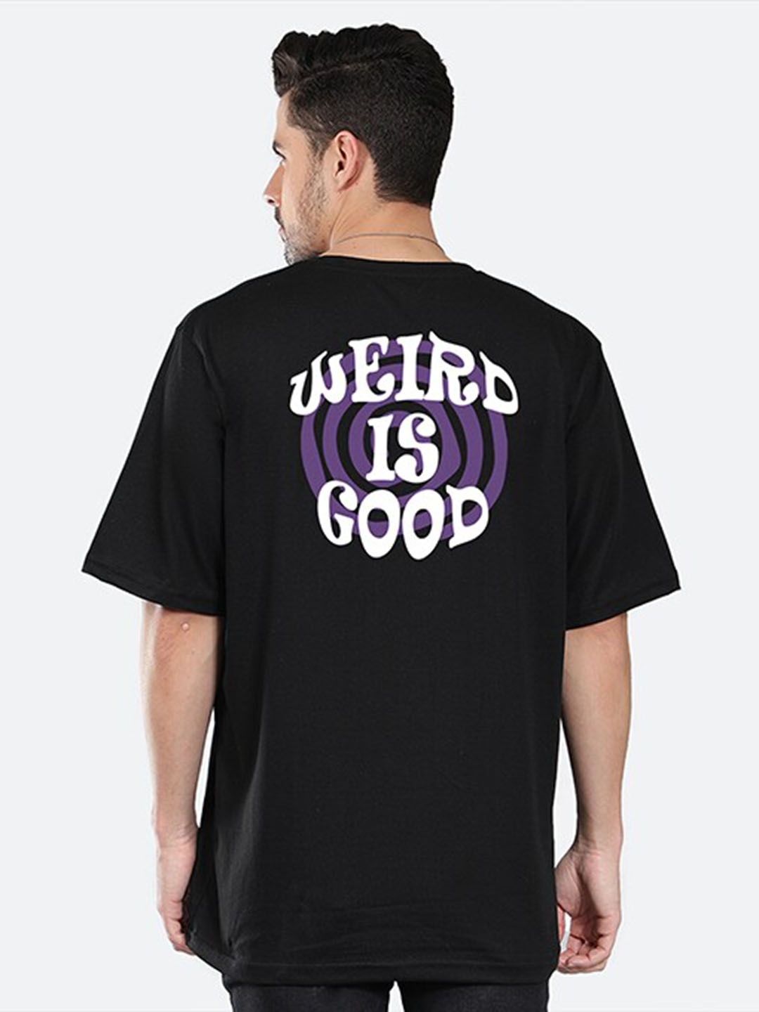 

Mad Over Print Typographical Printed Oversized Cotton T-shirt, Black