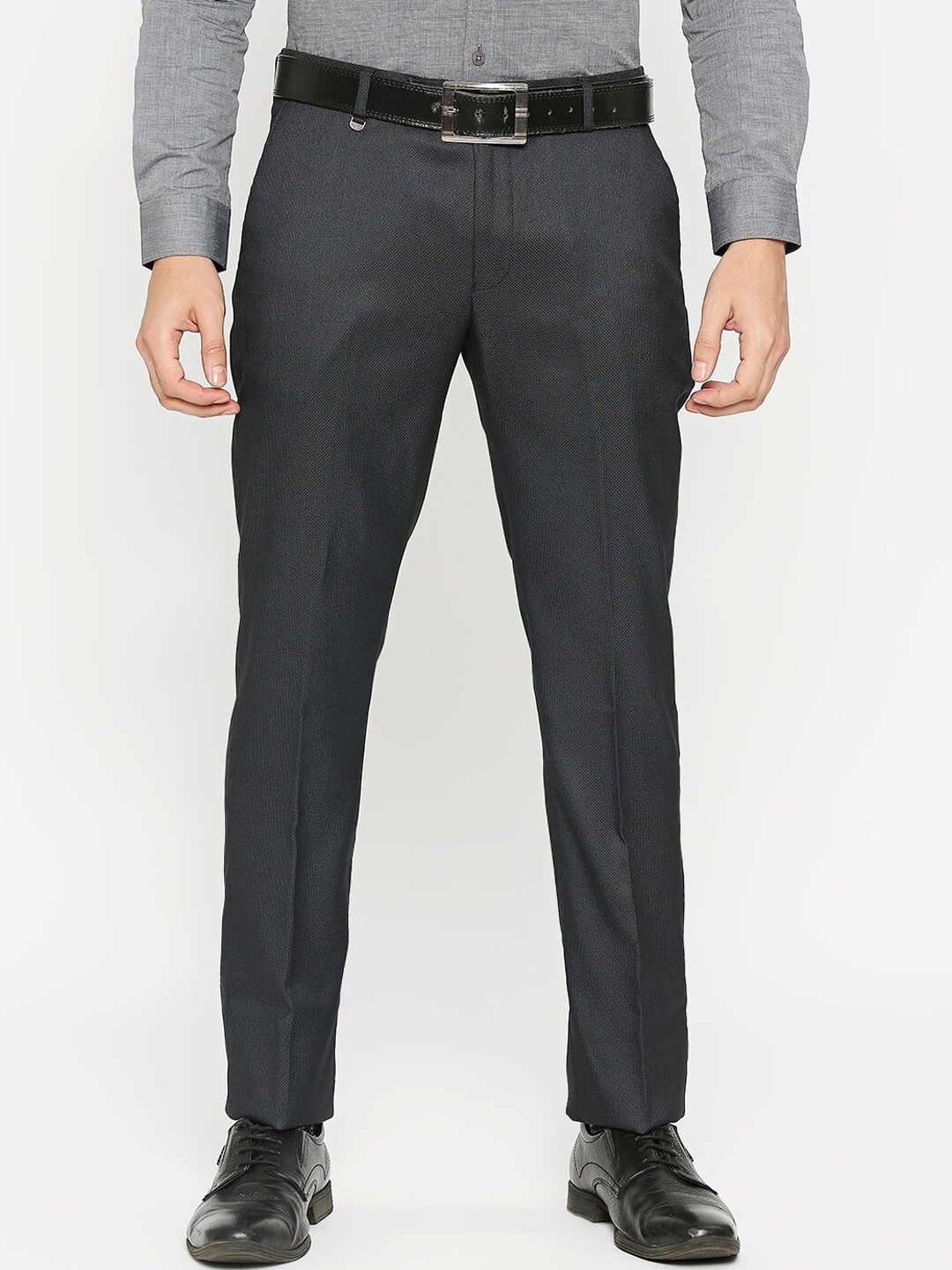 

Solemio Men Mid-Rise Plain Formal Trousers, Black