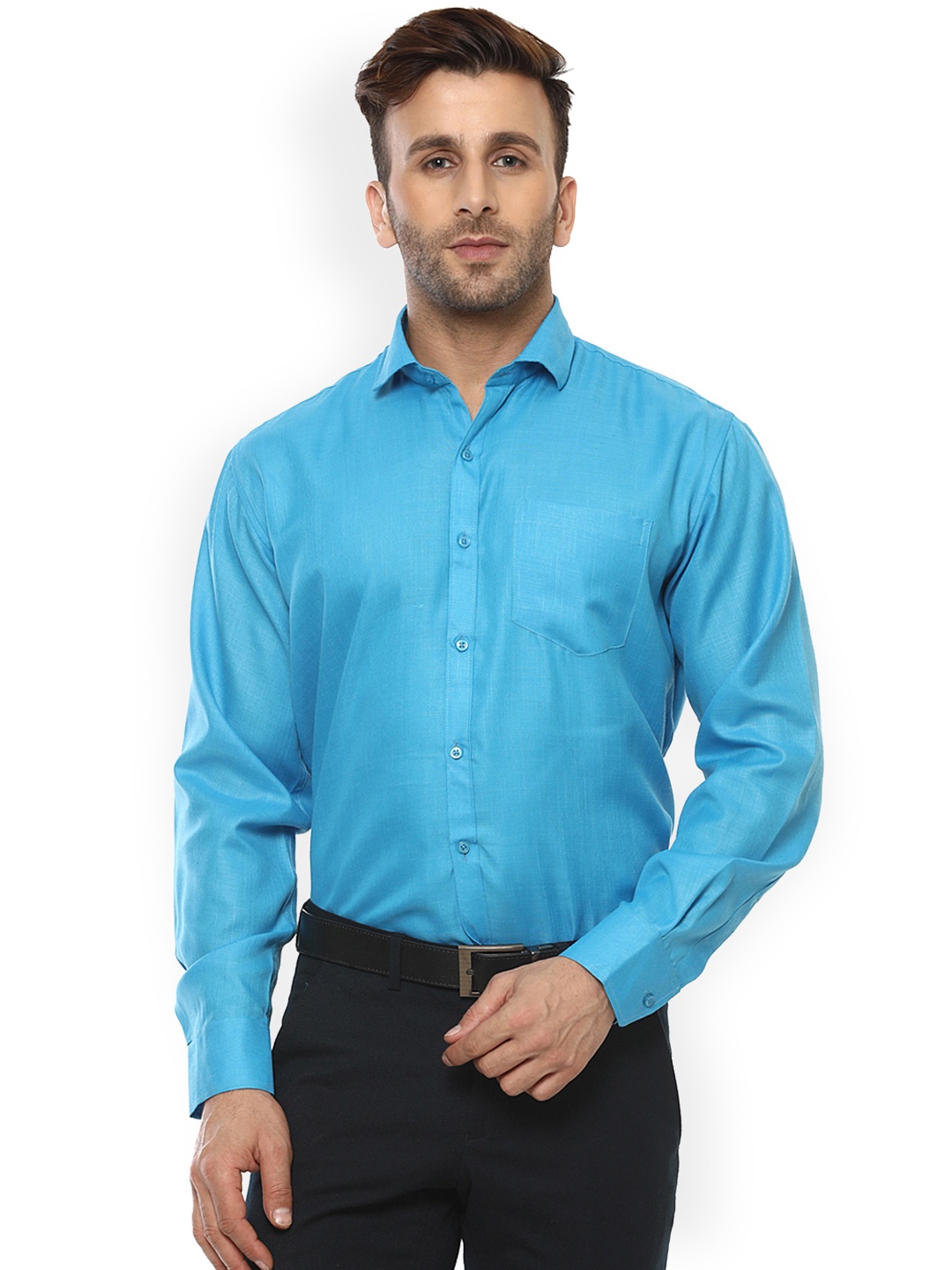 

Hangup Men Blue Comfort Regular Fit Solid Formal Shirt