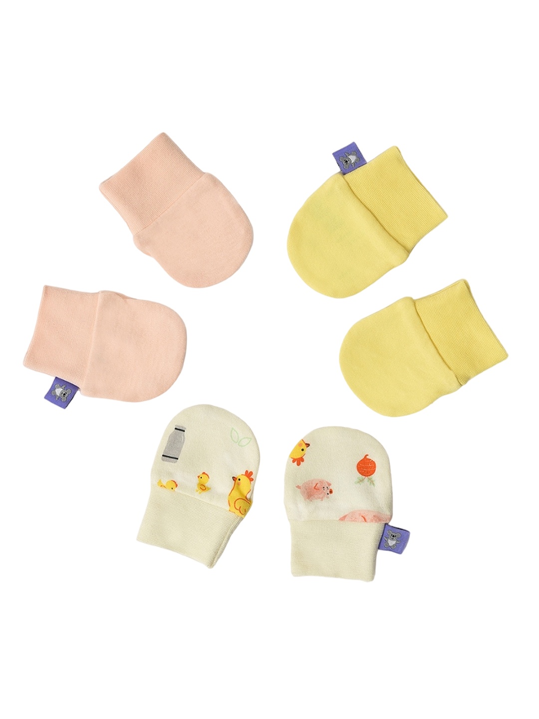 

MiArcus Unisex Kids Pack of 3 Cotton Mittens, Yellow