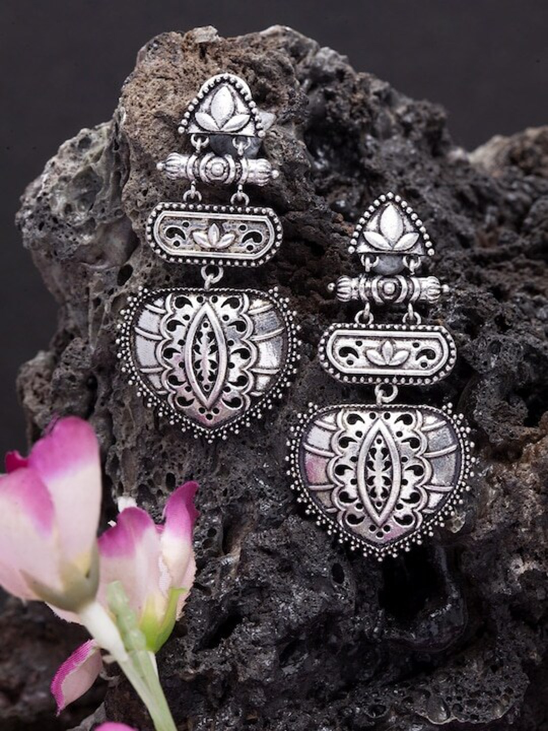 

Infuzze Brass-Plated Contemporary Drop Earrings, Silver