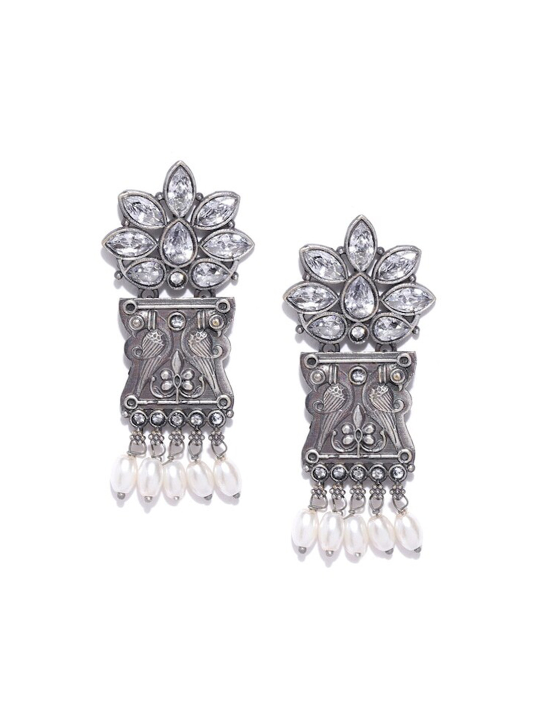

Infuzze Brass Plated Floral Drop Earrings, Silver