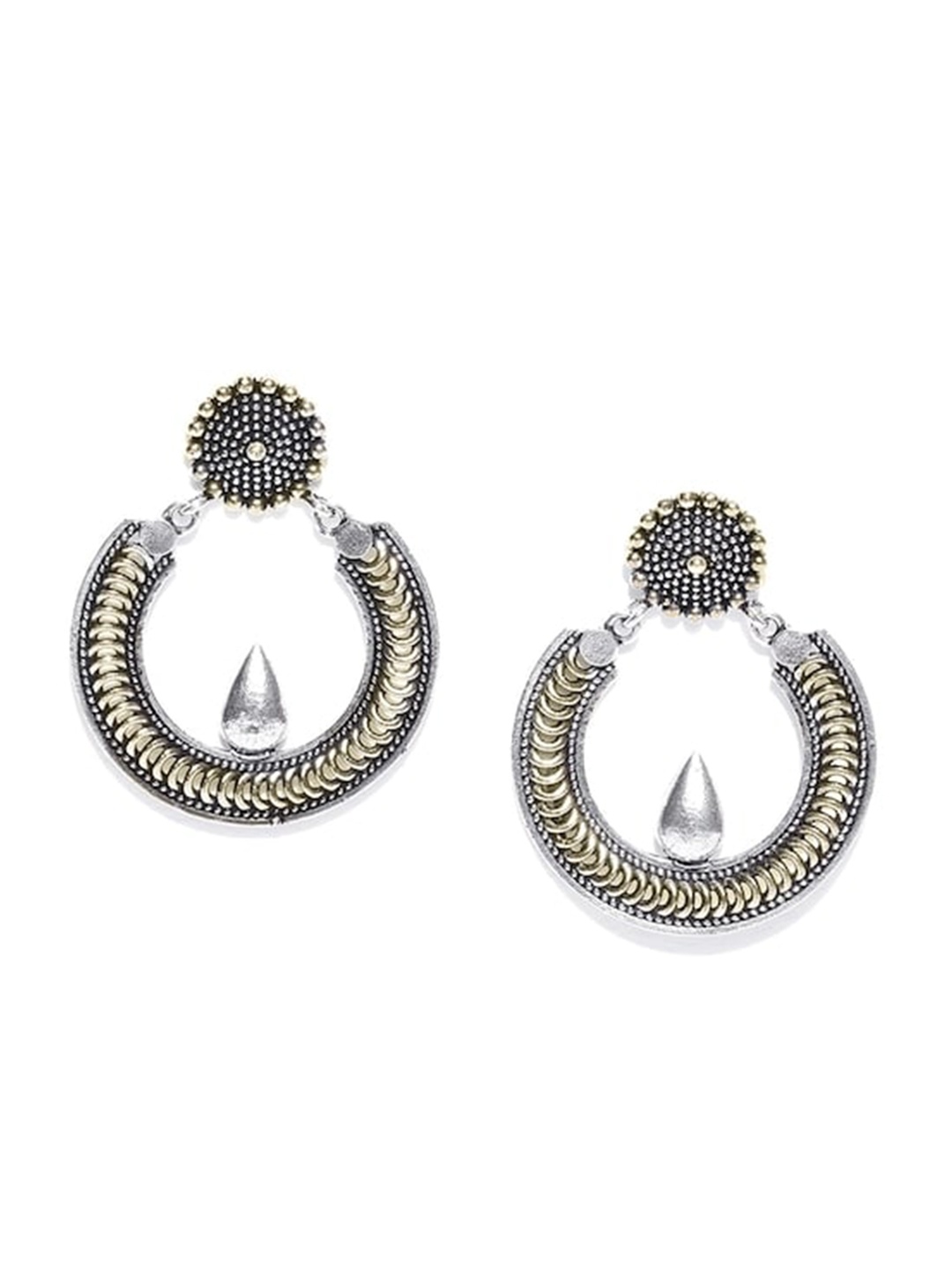 

Infuzze Brass-Plated Contemporary Drop Earrings, Silver