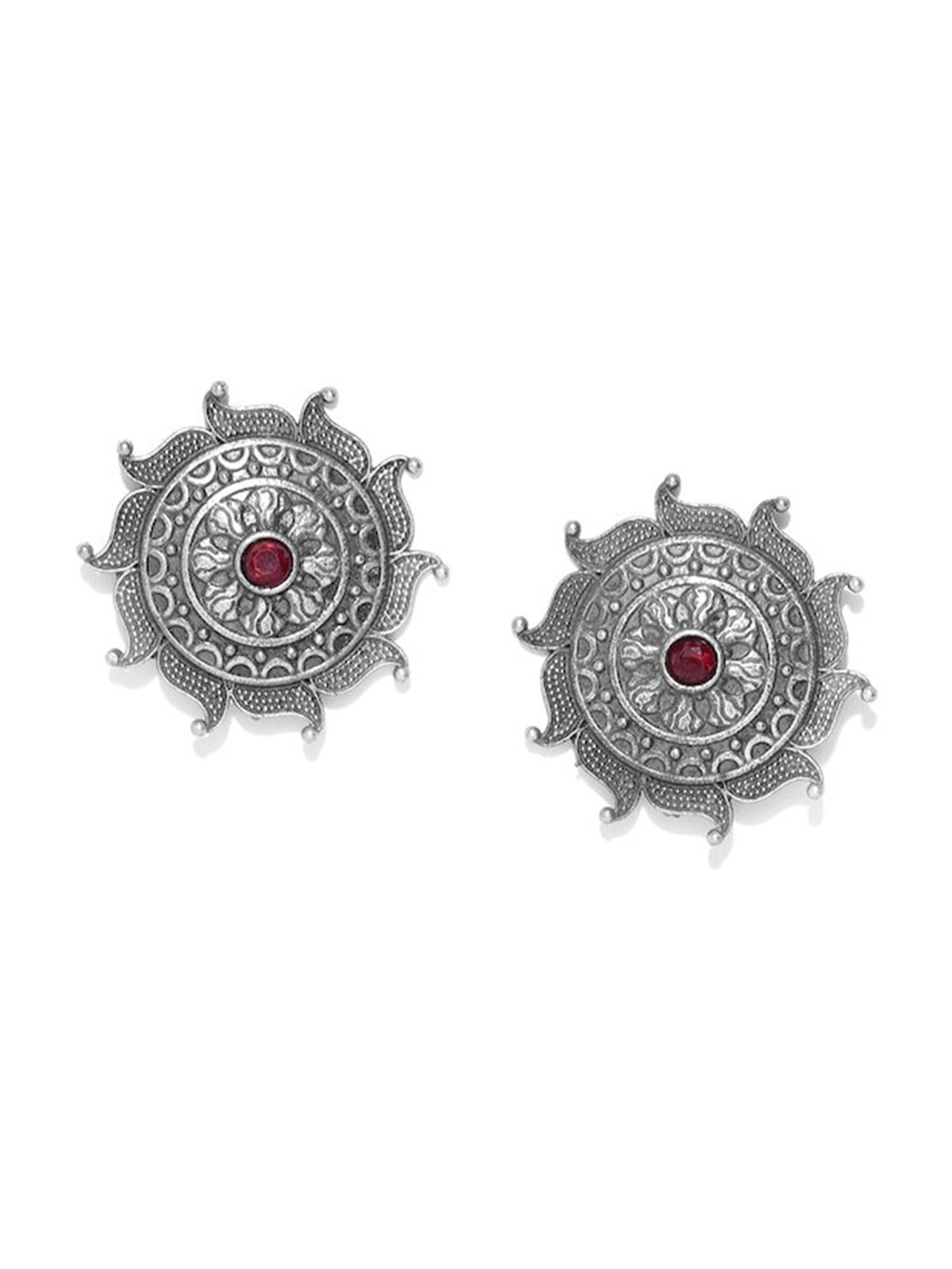 

Infuzze Brass-Plated Oxidised Contemporary Studs Earrings, Silver