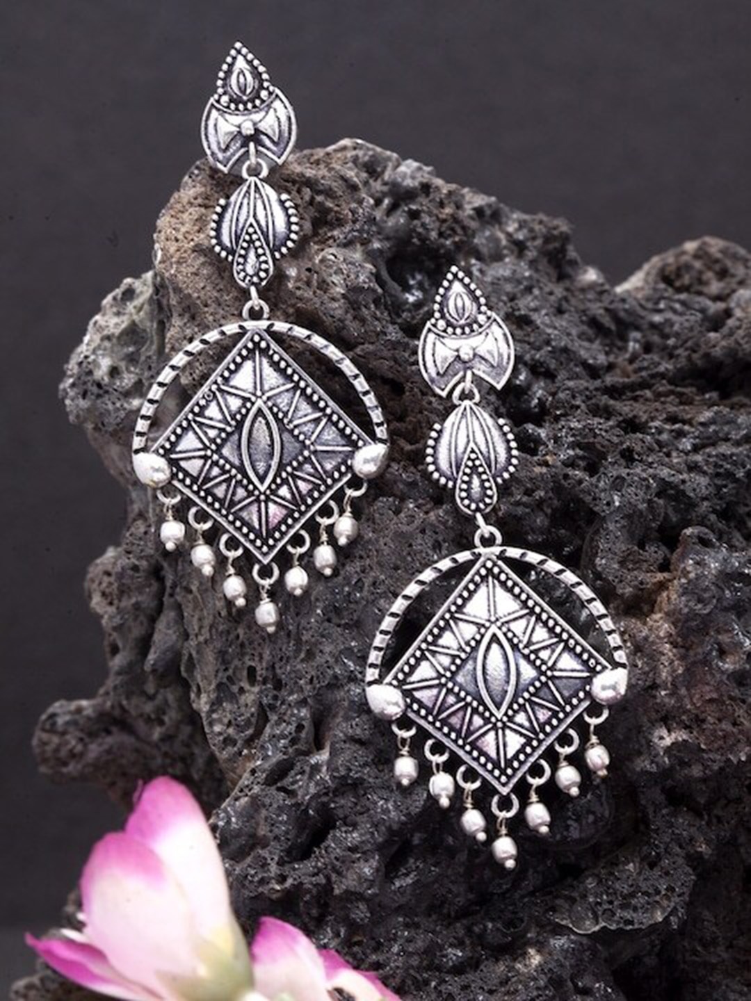 

Infuzze Silver-Plated Contemporary Drop Earrings