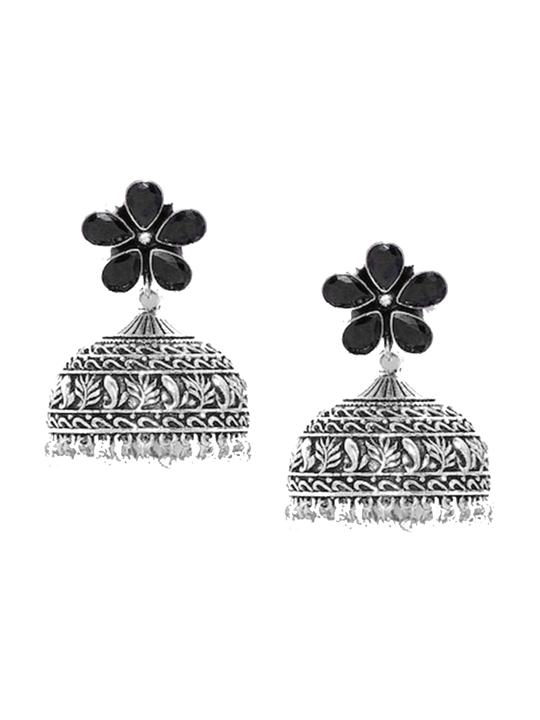 

Infuzze Brass Plated Dome Shaped Jhumkas, Silver