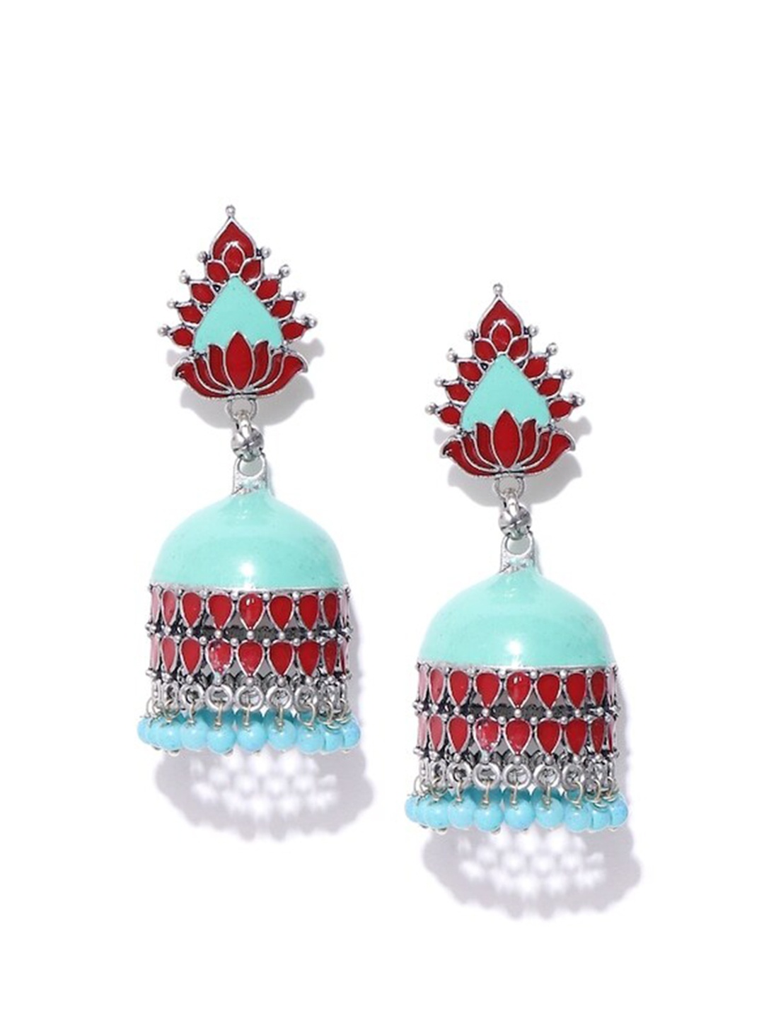 

Infuzze Brass-Plated Contemporary Jhumkas, Blue