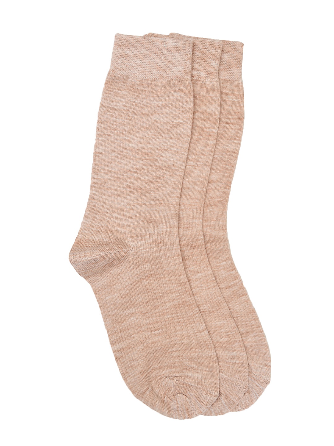 

MARC Women Beige Set of 3 Solid Above Ankle-Length Socks