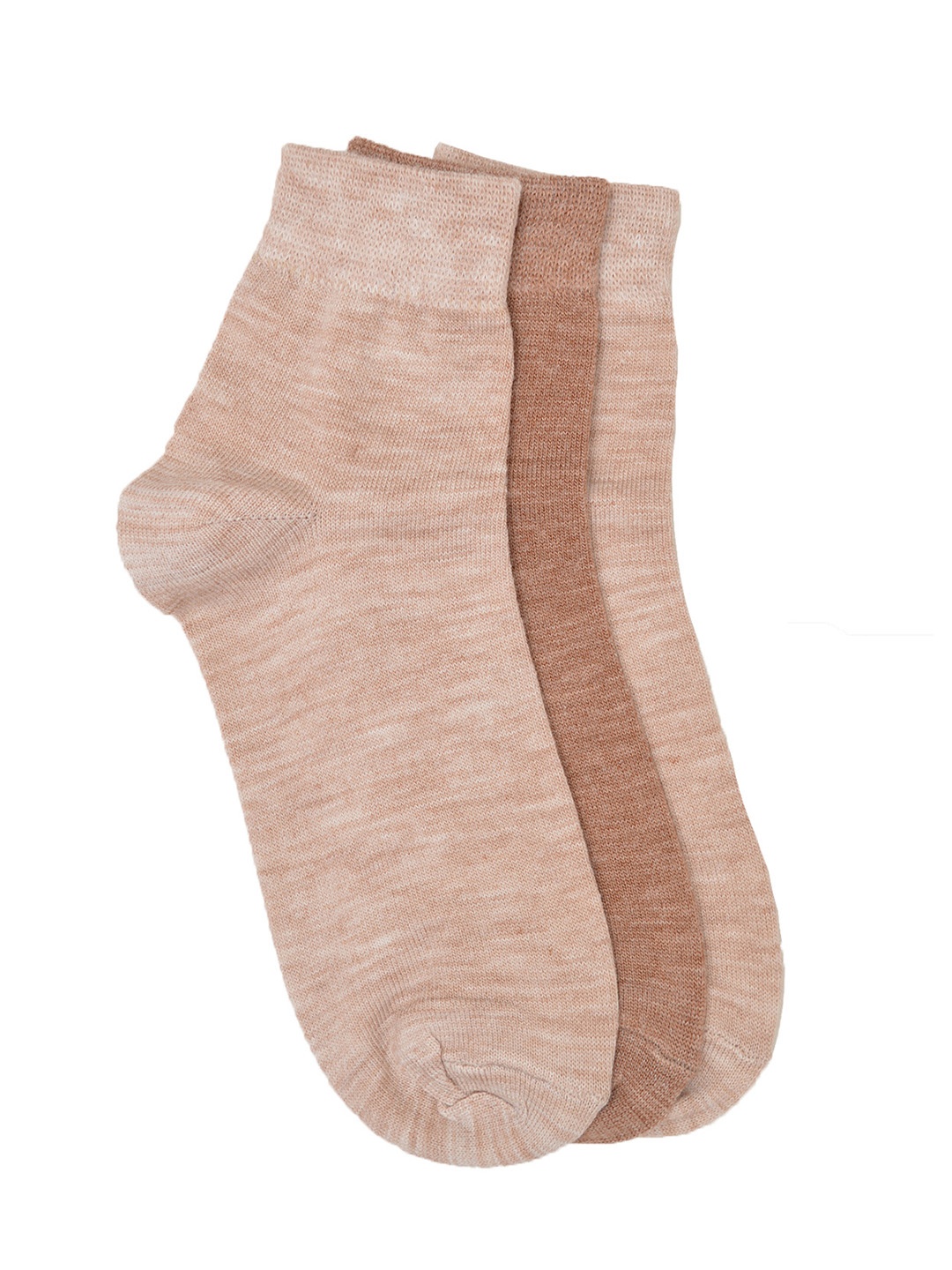 

MARC Women Set of 3 Solid Socks, Beige