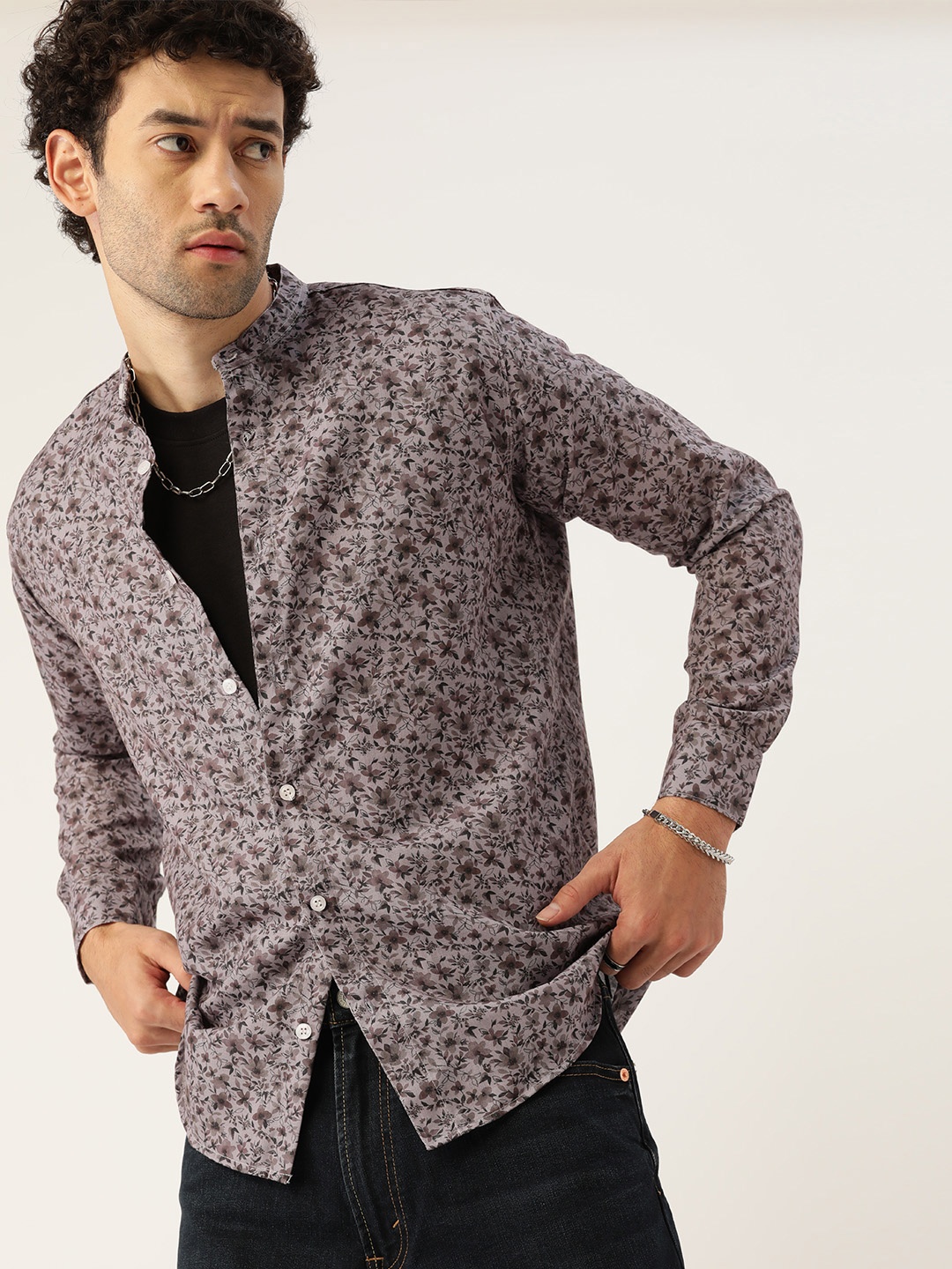 

Kook N Keech Men Relaxed Opaque Floral Printed Casual Shirt, Mauve