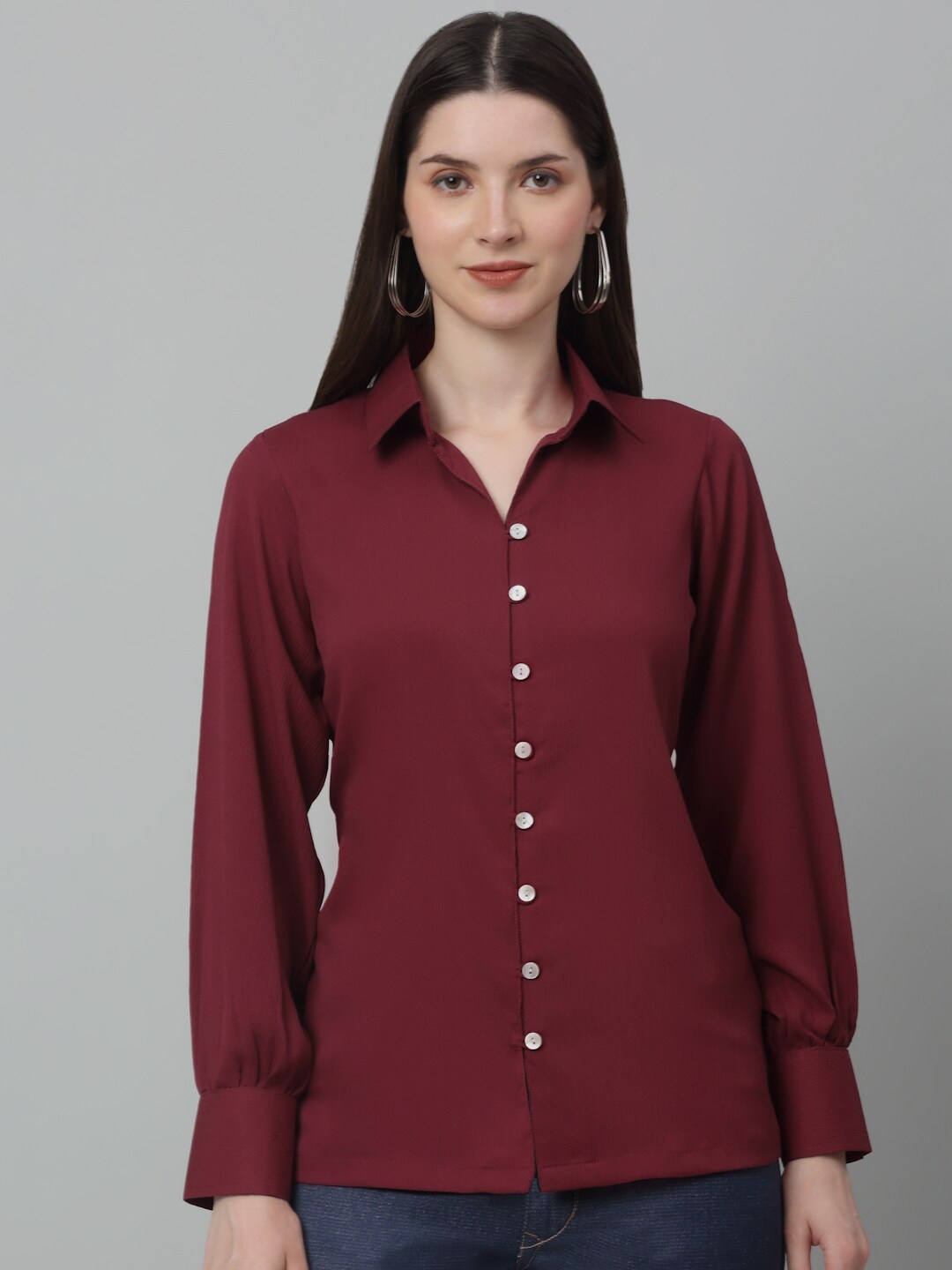 

JAINISH Classic Spread Collar Casual Shirt, Maroon