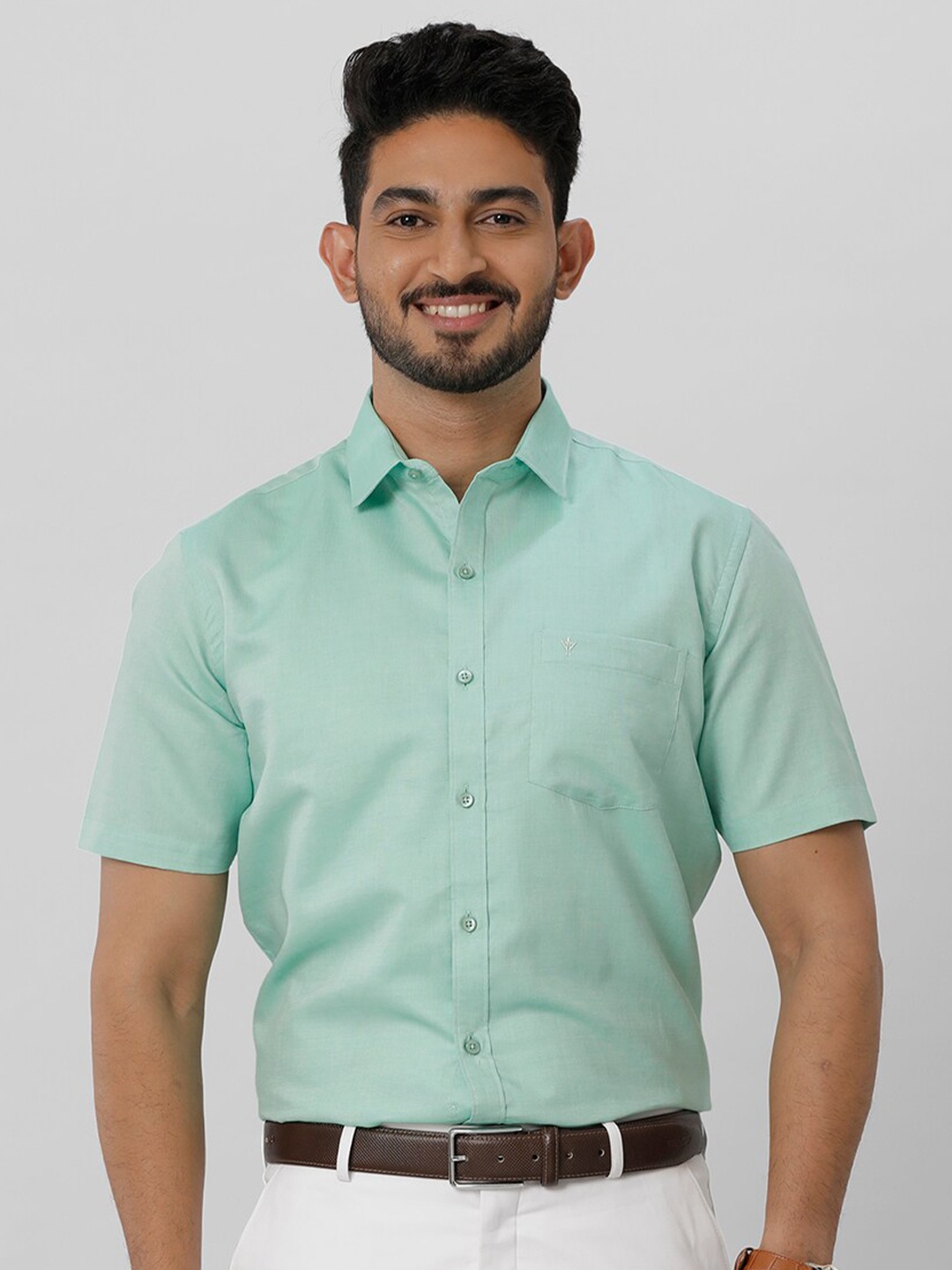 

Ramraj Spread Collar Formal Shirt, Sea green