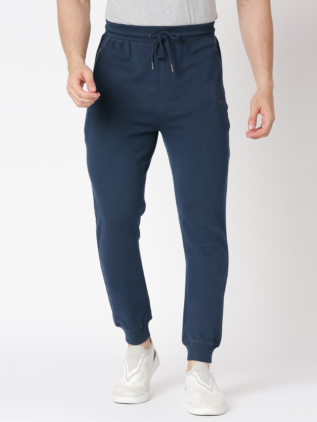 

Basics Men Mid-Rise Slim-Fit Cotton Joggers, Teal