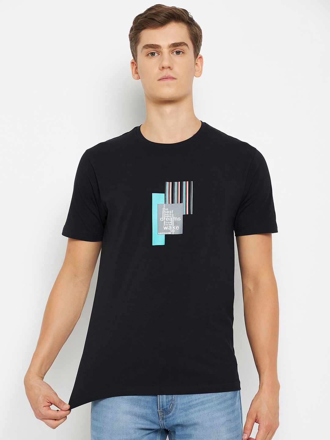 

Okane Graphic Printed Regular Fit T-shirt, Black