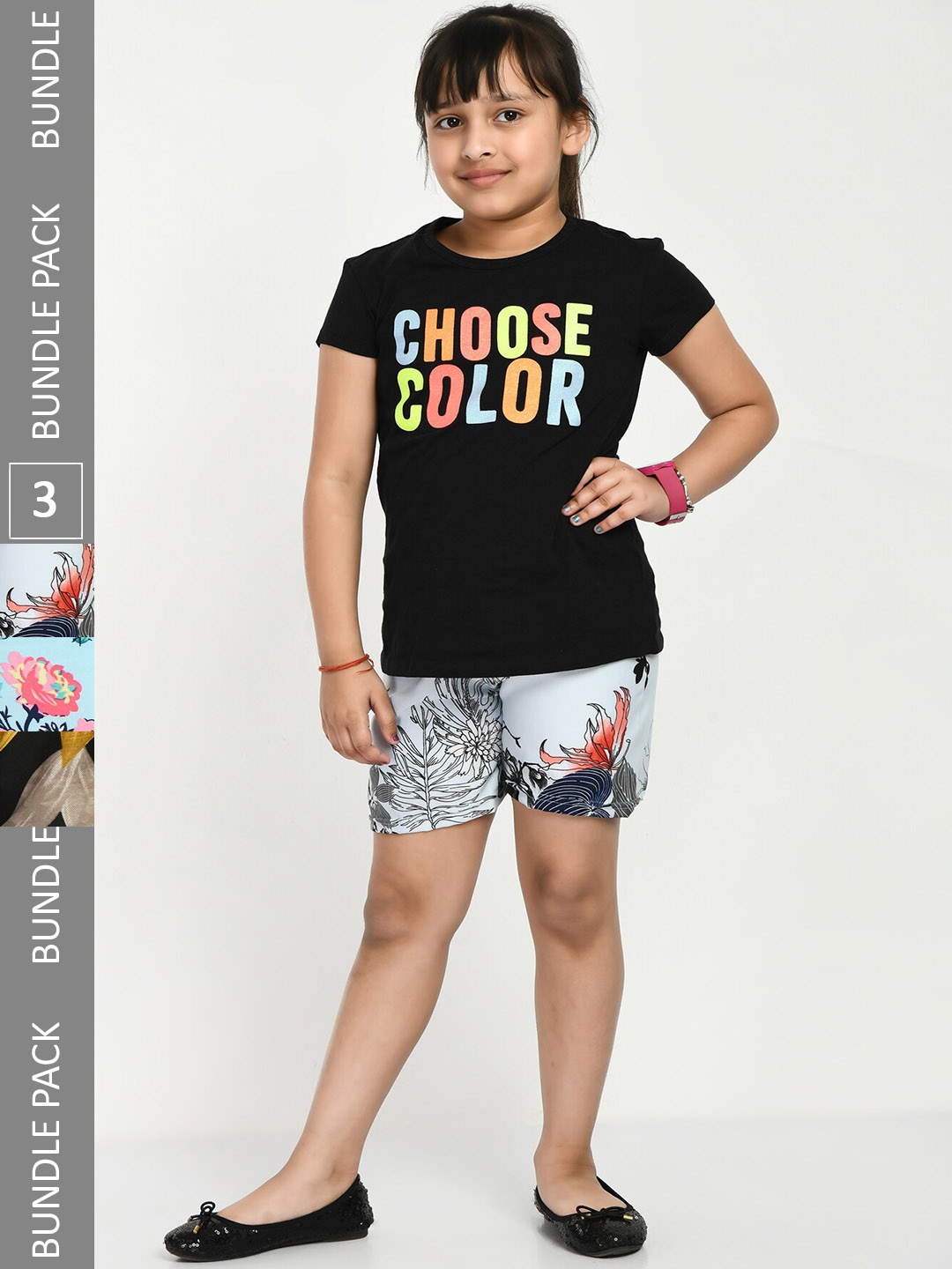 

IndiWeaves Girls Floral Printed High-Rise Hotpants Shorts, Blue