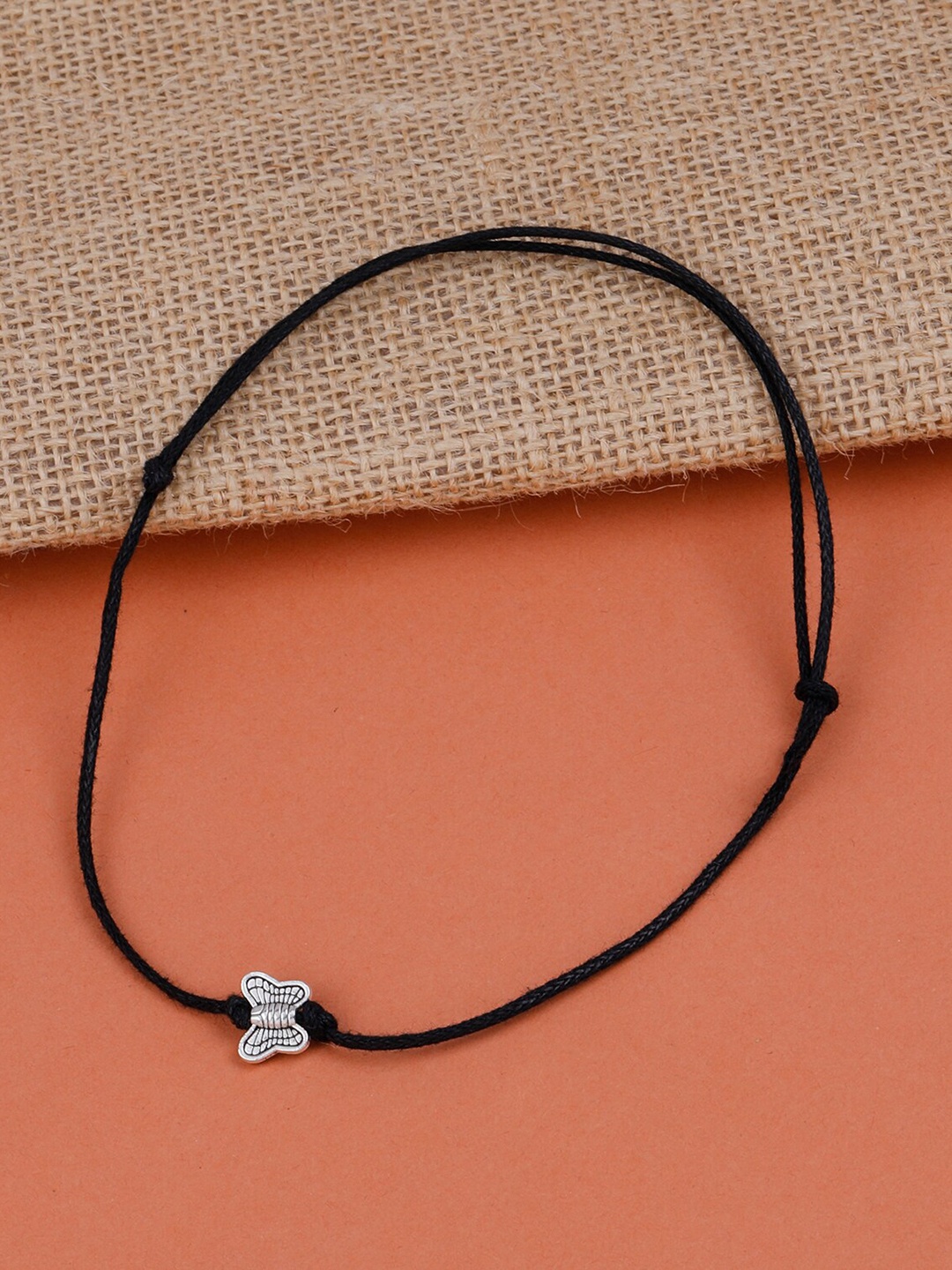 

Silver Shine Silver-Plated Butterfly Thread Anklets