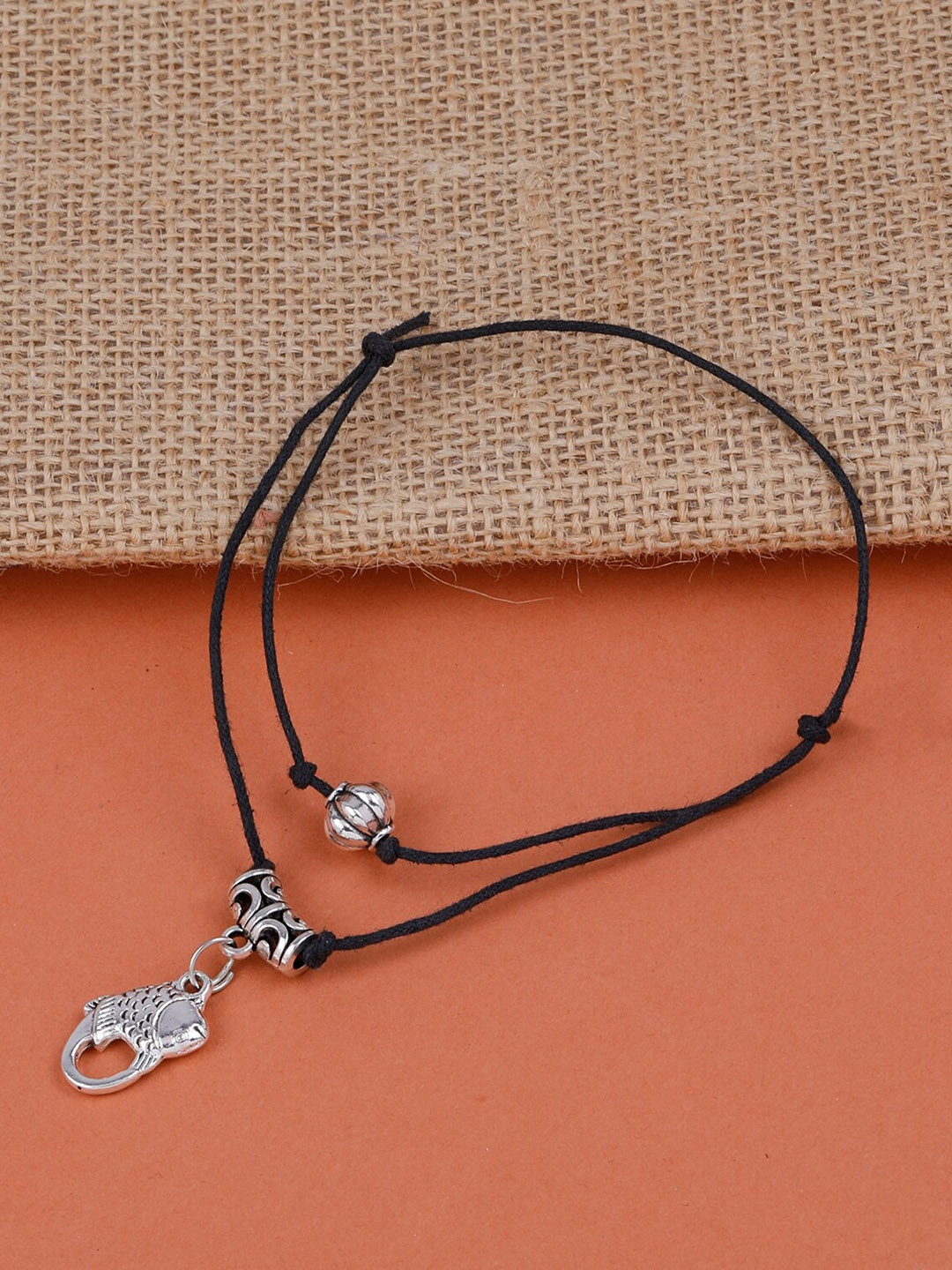

Silver Shine Silver-Plated charms Thread Nazariya Anklet