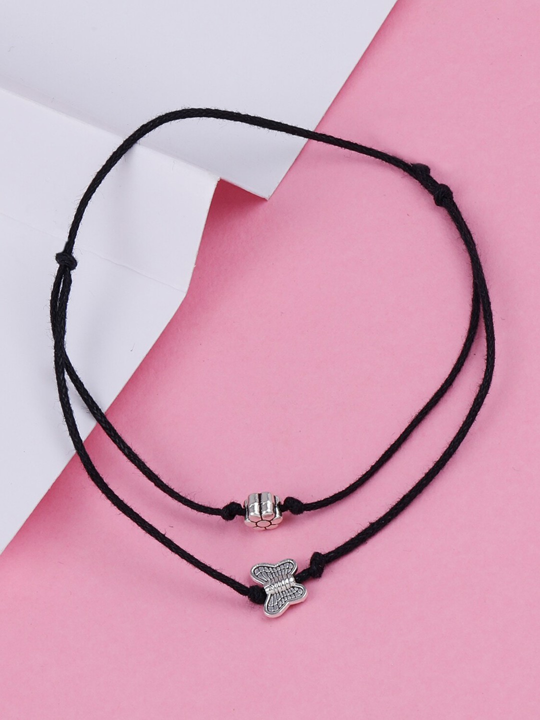 

Silver Shine Silver-Plated Beaded Thread Anklet